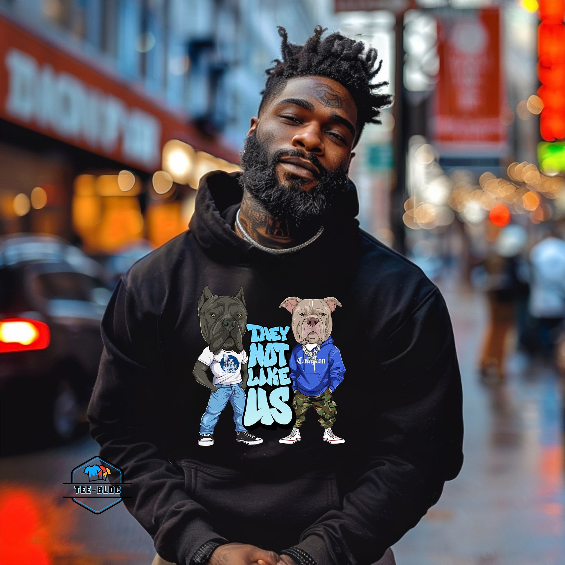 They Not Like Us Graphic Printed Black Hoodies Model