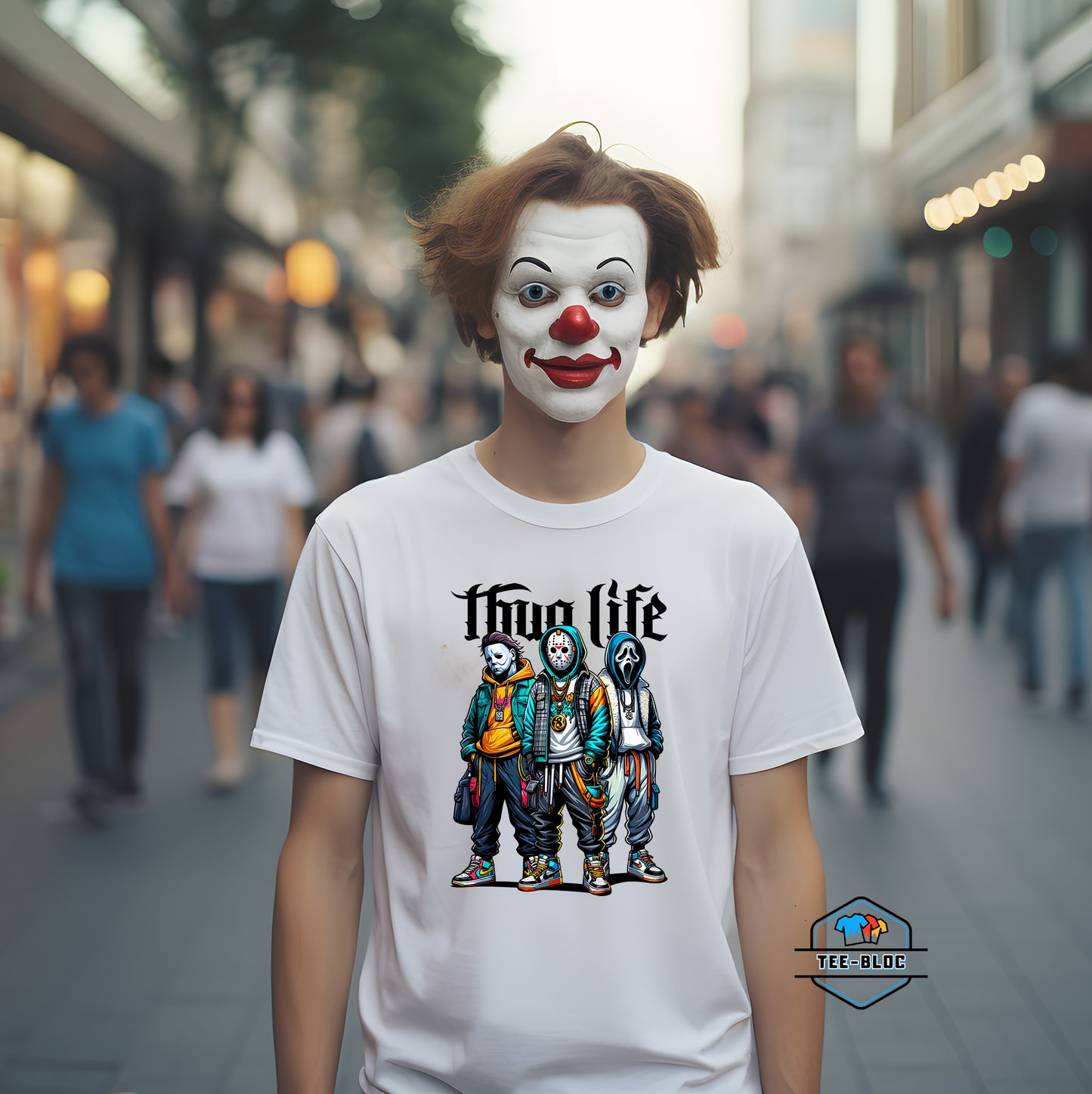 Thug Life Halloween Graphic Printed  White T-Shirts