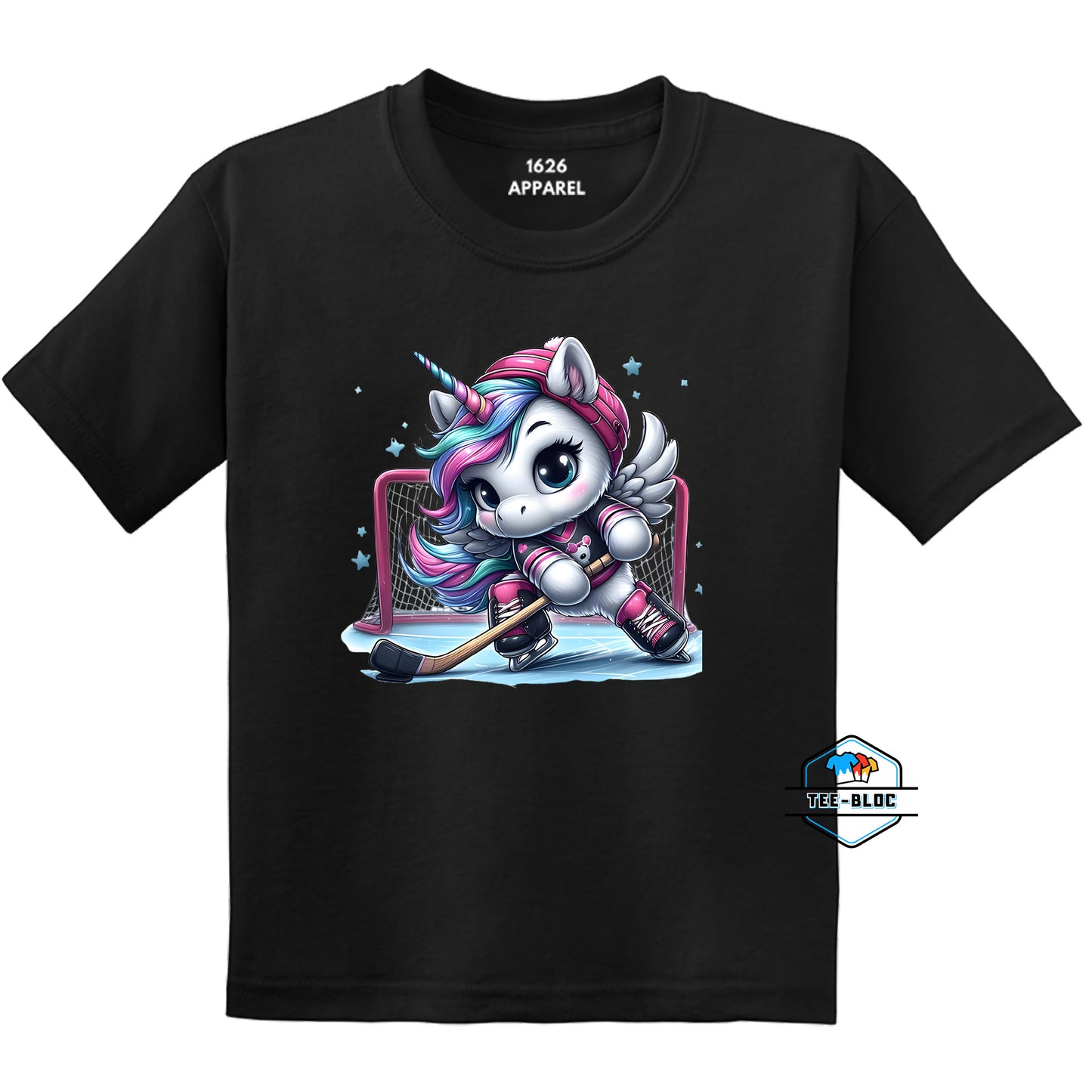 Unicorn Hockey Player Youth Black T-Shirts