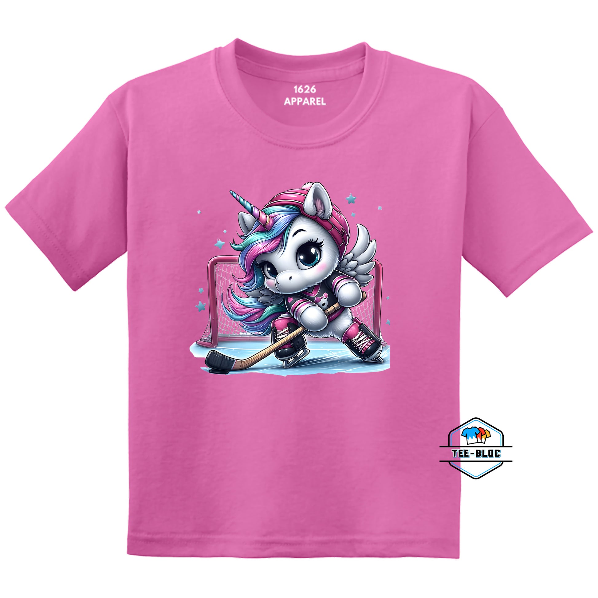 Unicorn Hockey Player Youth Pink T-Shirts