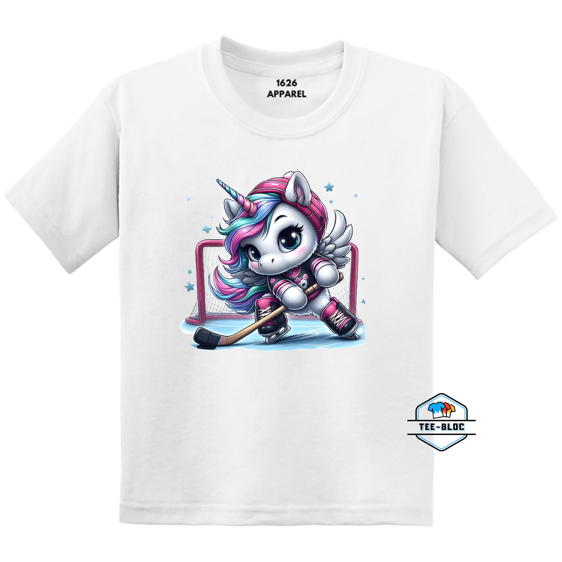 Unicorn Hockey Player Youth White T-Shirts