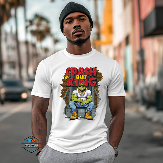 White Crash Out King Graphic Printed T-Shirts Model1