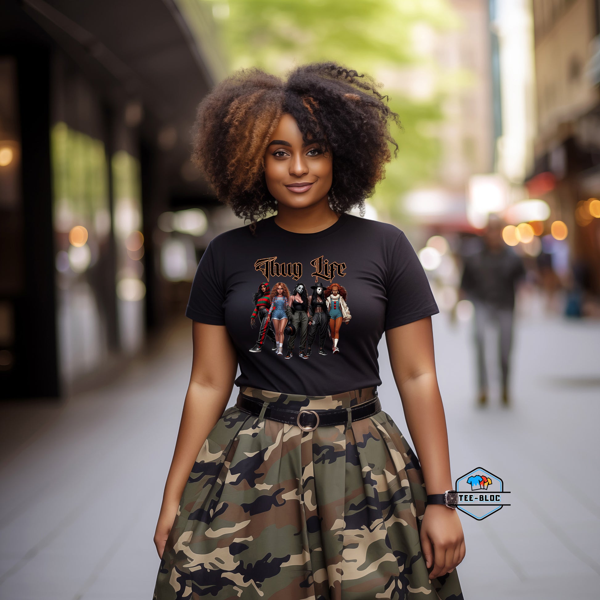 Women's Thug Life Halloween T-Shirts Black