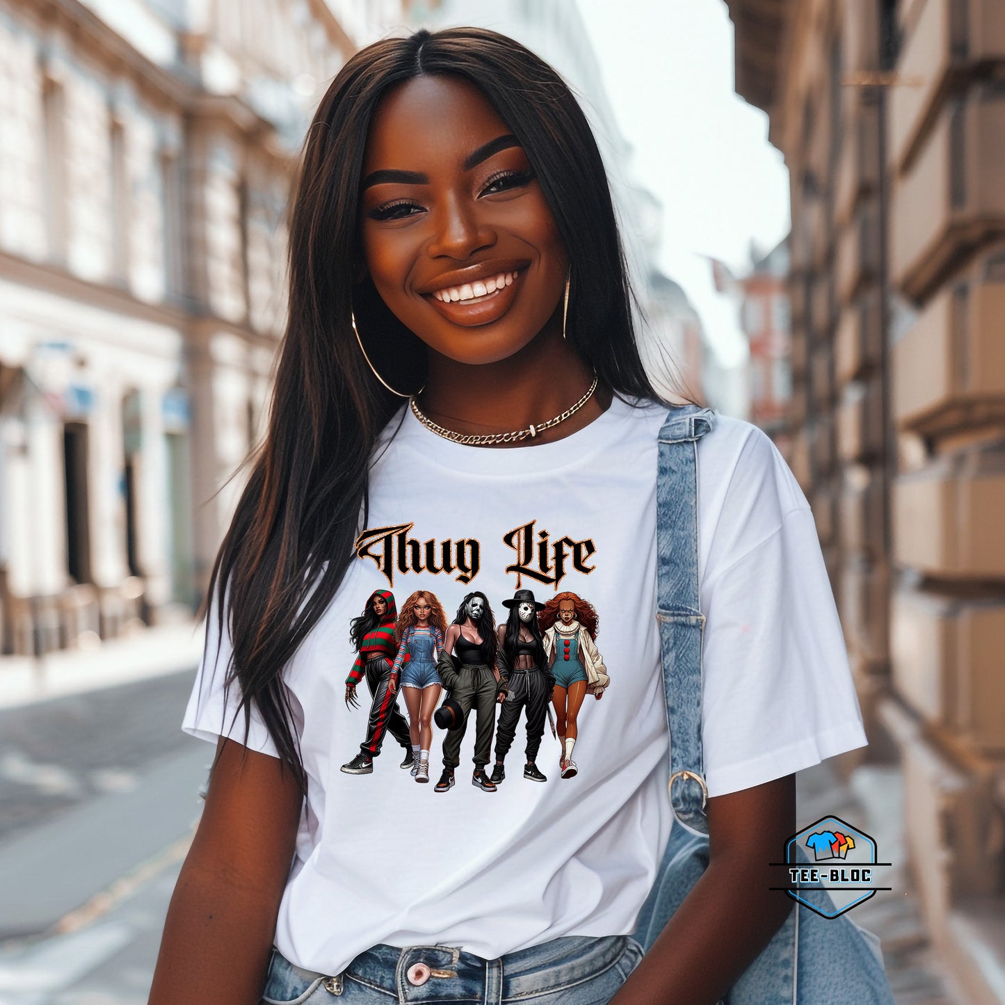 Women's Thug Life Halloween T-Shirts White 2